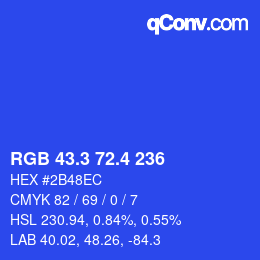 カラーコード: RGB 43.3 72.4 236 | qconv.com