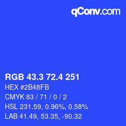 カラーコード: RGB 43.3 72.4 251 | qconv.com