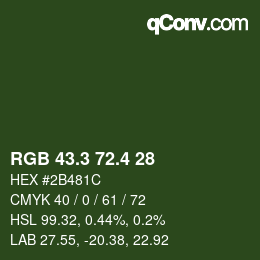 カラーコード: RGB 43.3 72.4 28 | qconv.com