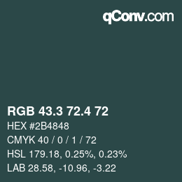 カラーコード: RGB 43.3 72.4 72 | qconv.com