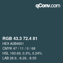 カラーコード: RGB 43.3 72.4 81 | qconv.com
