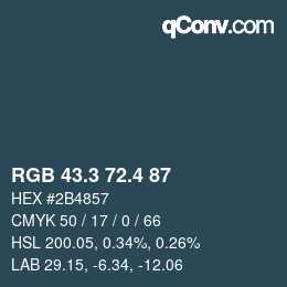 カラーコード: RGB 43.3 72.4 87 | qconv.com