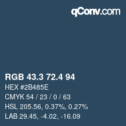 カラーコード: RGB 43.3 72.4 94 | qconv.com