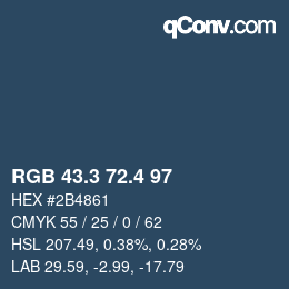 カラーコード: RGB 43.3 72.4 97 | qconv.com