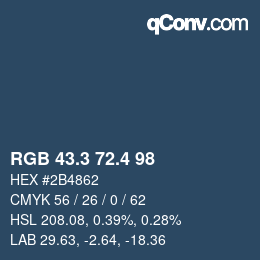 カラーコード: RGB 43.3 72.4 98 | qconv.com
