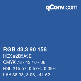 カラーコード: RGB 43.3 90 158 | qconv.com