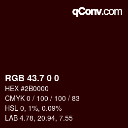 カラーコード: RGB 43.7 0 0 | qconv.com