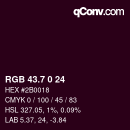 カラーコード: RGB 43.7 0 24 | qconv.com