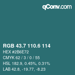 カラーコード: RGB 43.7 110.6 114 | qconv.com