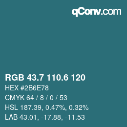 カラーコード: RGB 43.7 110.6 120 | qconv.com
