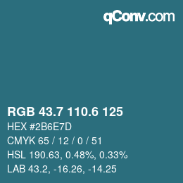 カラーコード: RGB 43.7 110.6 125 | qconv.com