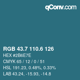 カラーコード: RGB 43.7 110.6 126 | qconv.com