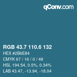カラーコード: RGB 43.7 110.6 132 | qconv.com