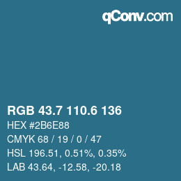 カラーコード: RGB 43.7 110.6 136 | qconv.com