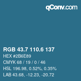 カラーコード: RGB 43.7 110.6 137 | qconv.com