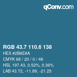 カラーコード: RGB 43.7 110.6 138 | qconv.com