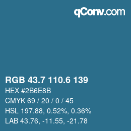 カラーコード: RGB 43.7 110.6 139 | qconv.com