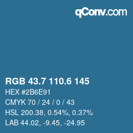 カラーコード: RGB 43.7 110.6 145 | qconv.com