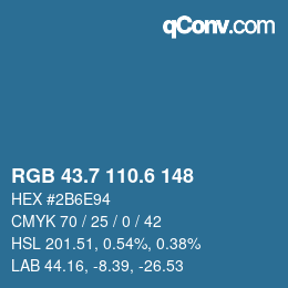 カラーコード: RGB 43.7 110.6 148 | qconv.com