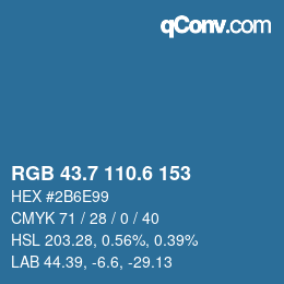 カラーコード: RGB 43.7 110.6 153 | qconv.com
