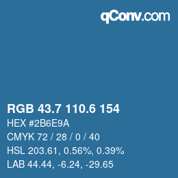 カラーコード: RGB 43.7 110.6 154 | qconv.com