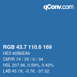 カラーコード: RGB 43.7 110.6 169 | qconv.com