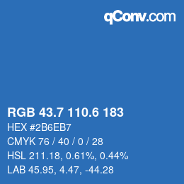 カラーコード: RGB 43.7 110.6 183 | qconv.com