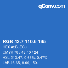 カラーコード: RGB 43.7 110.6 195 | qconv.com