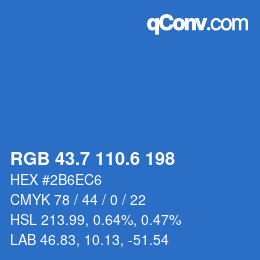 カラーコード: RGB 43.7 110.6 198 | qconv.com
