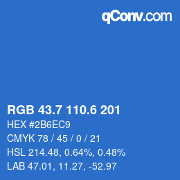 カラーコード: RGB 43.7 110.6 201 | qconv.com