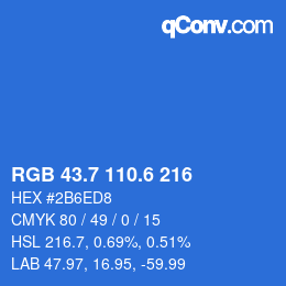 カラーコード: RGB 43.7 110.6 216 | qconv.com