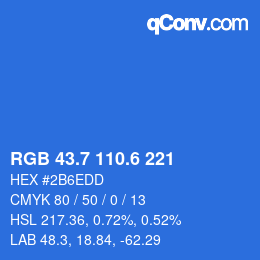 カラーコード: RGB 43.7 110.6 221 | qconv.com