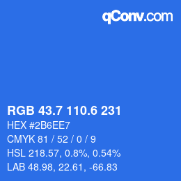 カラーコード: RGB 43.7 110.6 231 | qconv.com