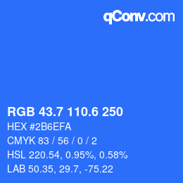 カラーコード: RGB 43.7 110.6 250 | qconv.com