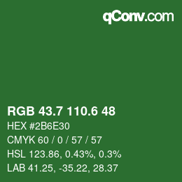 カラーコード: RGB 43.7 110.6 48 | qconv.com
