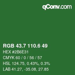 カラーコード: RGB 43.7 110.6 49 | qconv.com