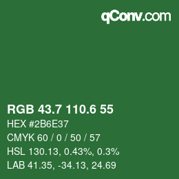 カラーコード: RGB 43.7 110.6 55 | qconv.com