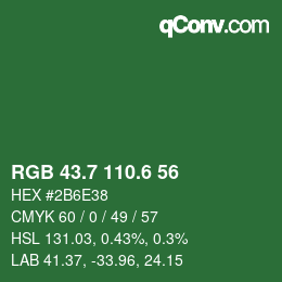 カラーコード: RGB 43.7 110.6 56 | qconv.com