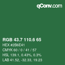 カラーコード: RGB 43.7 110.6 65 | qconv.com