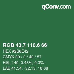 カラーコード: RGB 43.7 110.6 66 | qconv.com