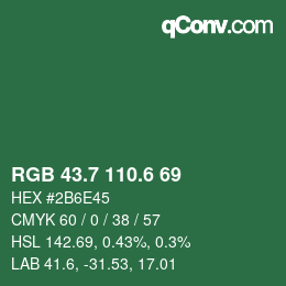カラーコード: RGB 43.7 110.6 69 | qconv.com