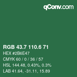 カラーコード: RGB 43.7 110.6 71 | qconv.com