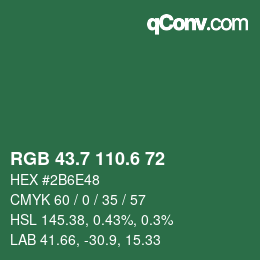 カラーコード: RGB 43.7 110.6 72 | qconv.com