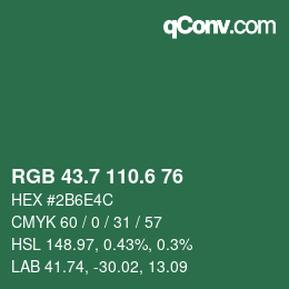カラーコード: RGB 43.7 110.6 76 | qconv.com