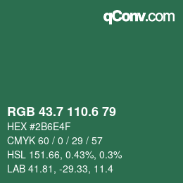 カラーコード: RGB 43.7 110.6 79 | qconv.com