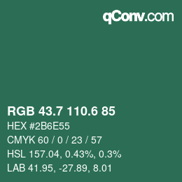 カラーコード: RGB 43.7 110.6 85 | qconv.com