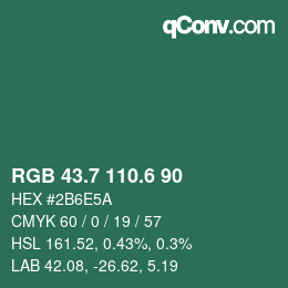 カラーコード: RGB 43.7 110.6 90 | qconv.com