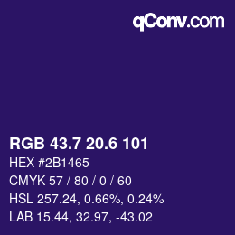 カラーコード: RGB 43.7 20.6 101 | qconv.com