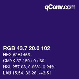 カラーコード: RGB 43.7 20.6 102 | qconv.com