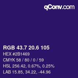 カラーコード: RGB 43.7 20.6 105 | qconv.com